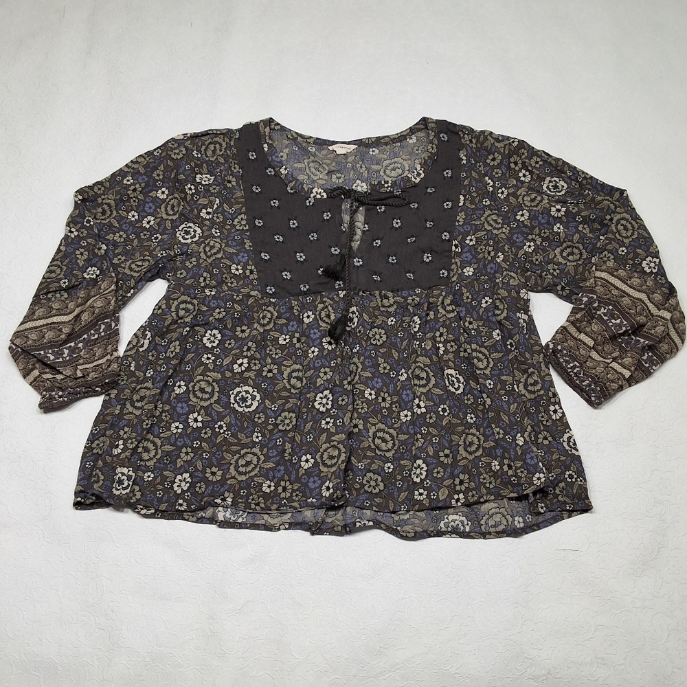 Lucky Brand Floral Top Long Sleeve Size XL . - Picture 2 of 9